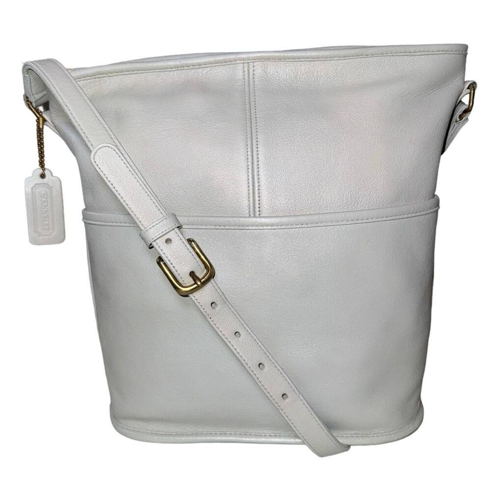Vintage COACH BLEECKER Bucket Duffel Bone Color Crossbody‎ Bag